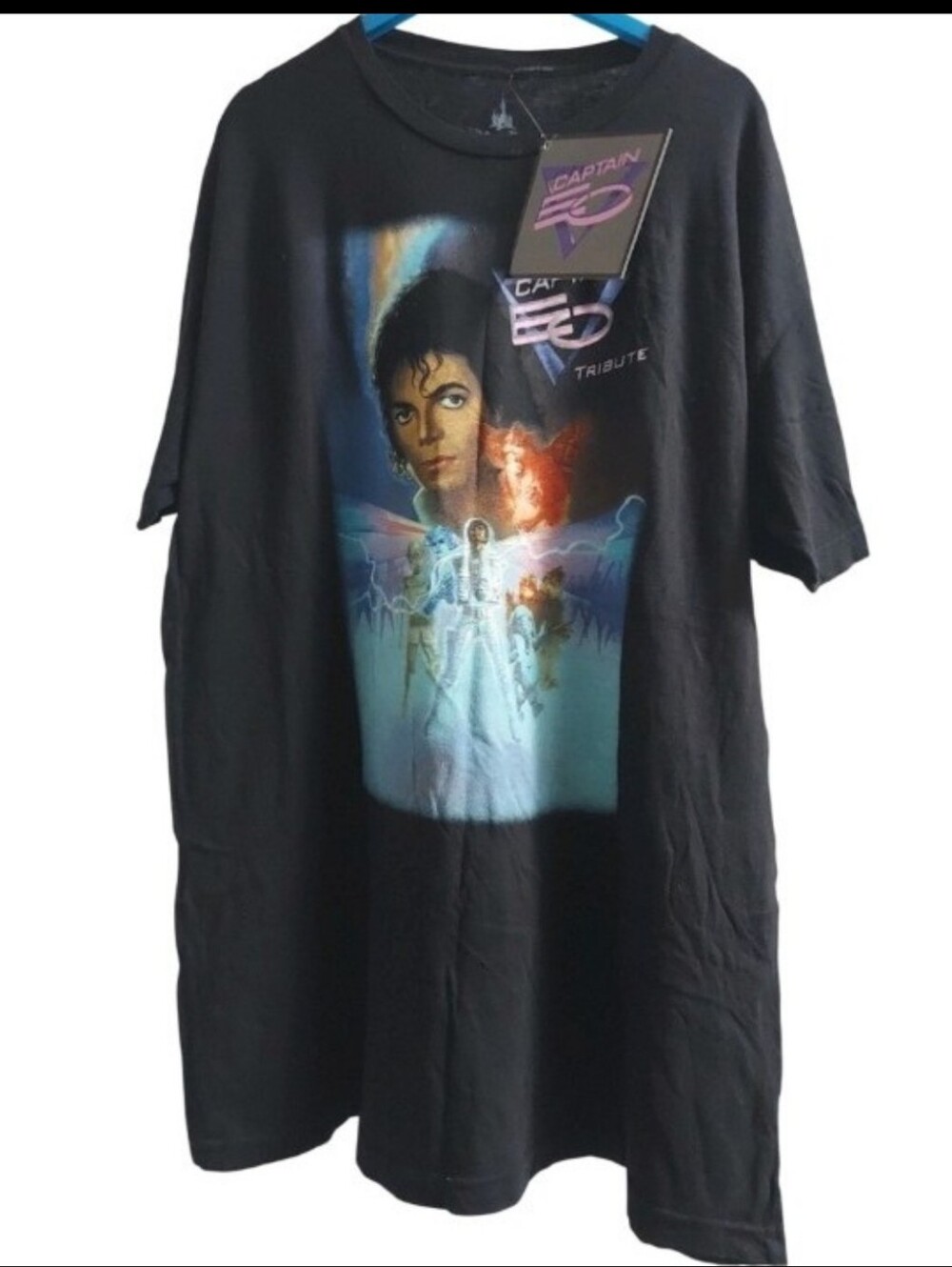 Disney Michael Jackson Black Graphic Tee with Blue and White Artwork